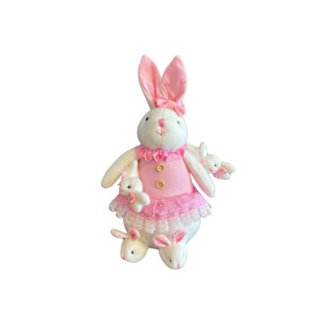 Coelinha De Pelucia Rosa Decorativo 28cm