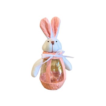 Pote Coelho de Pelúcia Rosa 20cm