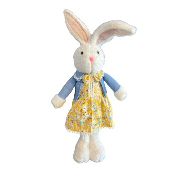 Coelha de Pelúcia Com Vestido Amarelo e Casaco azul  60cm