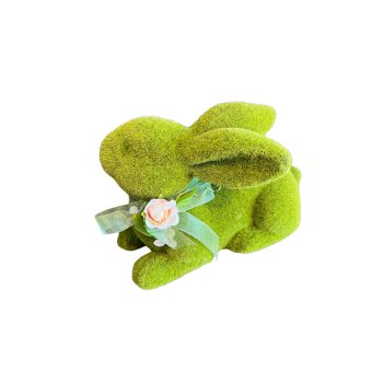 Coelho Decorativo de Grama Deitado 18cm