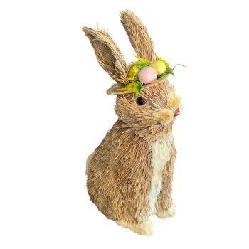 Coelho Decorativo De Palha Chapéu 32 cm