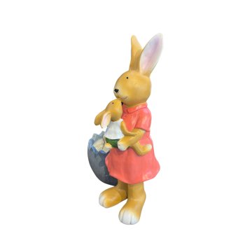 Enfeite Coelha de Resina Com Cachepot Decorativo 42cm