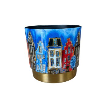 Vaso Canalhouses Medio De Metal Decorado 21cm