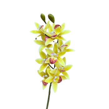 Flor Permanente Orquidea 3D  Amarela Mesclada