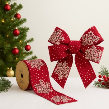 Fita Decorativa Natal Vermelha Branco Dourado