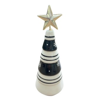 Enfeite Arvore Decorativa Porcelana Com Estrela na Ponta 20cm