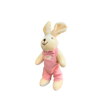 Coelho de Macacão Rosa Decorativo para Pendurar 17cm