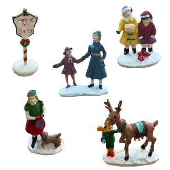 Conjunto 5 Mini Figuras Natalina De Resina