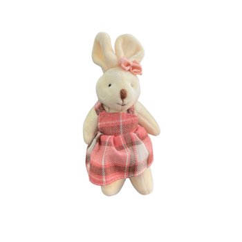 Coelinha Para Pendurar Vestido Xadrez Rosa Claro 15cm