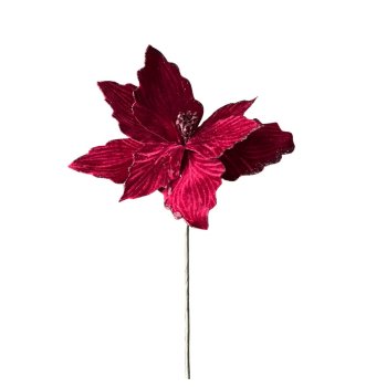 Flor Natalina Vinho com Glitter - 30cm