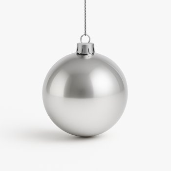 Bola Decorativa Prata Brilhante Grande De Natal 25Cm