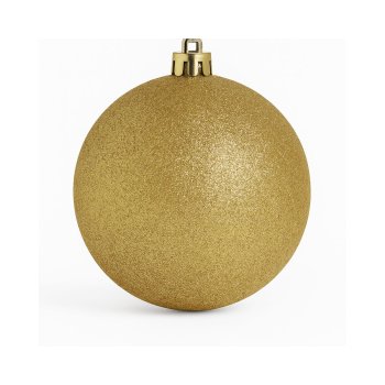 Bola Decorativa Dourada Com Glitter De Natal 20Cm