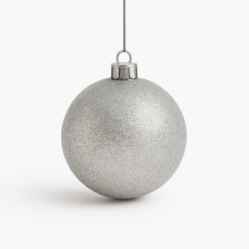 Bola Decorativa Prata Com Glitter De Natal 20Cm
