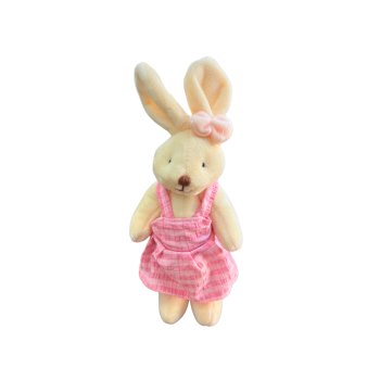 Coelho de Vestido Listrado Rosa Decorativo para Pendurar 15cm