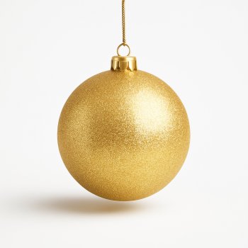 Bola Decorativa Champanhe Com Glitter De Natal 20Cm