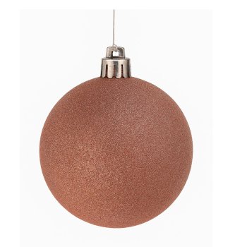 Bola Decorativa Rose Gold Com Glitter De Natal 20Cm