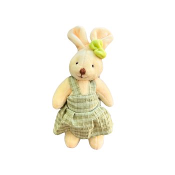 Coelho de Vestido Listrado Verde Decorativo para Pendurar 15cm