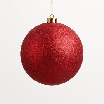 Bola Decorativa Vermelho Com Glitter De Natal 15cm