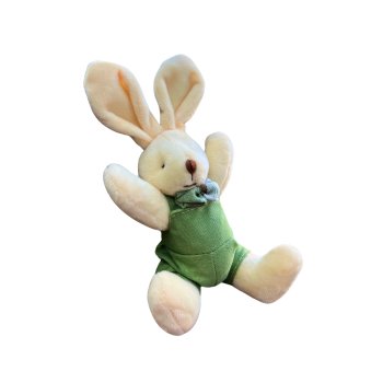 Coelho de Macacão Decorativo para Pendurar Verde 17cm