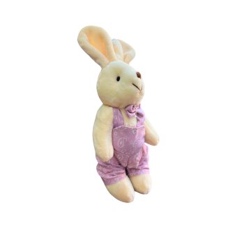 Coelho de Macacão Rosa Decorativo para Pendurar 15cm