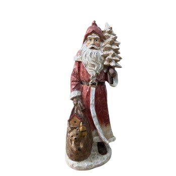Enfeite De Natal Papai Noel Em Pé De Resina 36cm