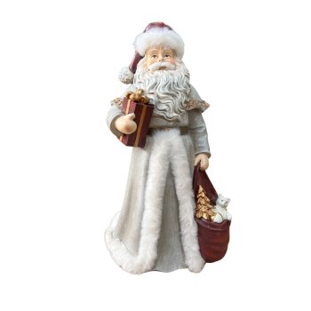 Enfeite de Natal Papai Noel Com Presente De Resina 30cm