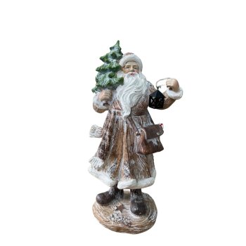 Enfeite De Natal Papai Noel Em Pé De Resina 36cm
