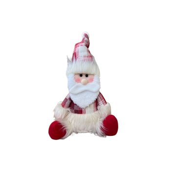 Papai Noel De Pelucia Sentado Vermelho 30cm