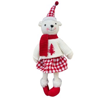 Boneco Urso Natalino de Vestido Vermelho – 40cm
