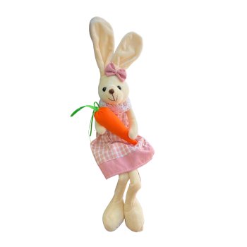 Coelha com Roupinha Xadrez Rose com Cenoura Pelucia 42cm