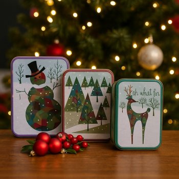 Conjunto com 3 Latas Decorativas de Natal – Porta-Doces ou Objetos