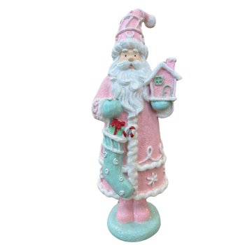 Papai Noel de Resina Rosa 26cm