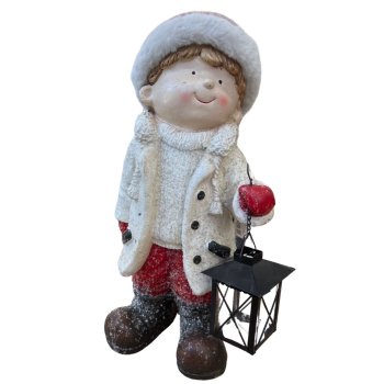 Menino Natalino Decorativo De Resina 40cm