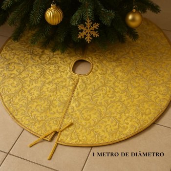 Saia Para Àrvore De Natal Detalhe Em Dourado 100cm