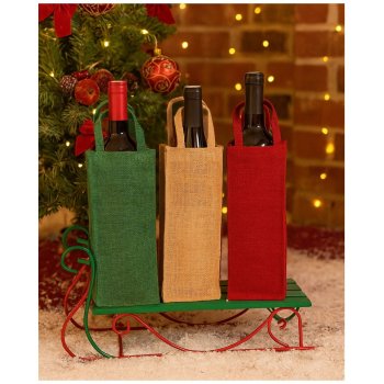 Sacola Porta Vinho De Juta Cores Variadas