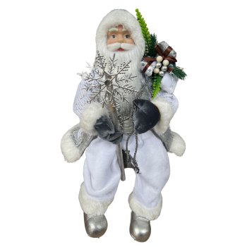 Papai Noel Sentado Prata -40cm