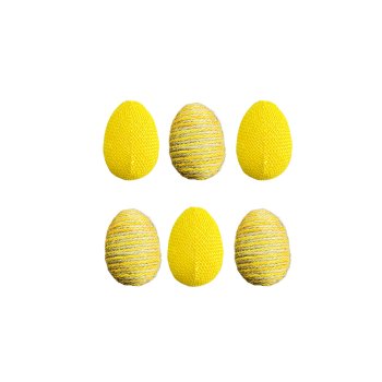 Ovos Decorativo de Tecido Amarelo 8cm Pct 6 unidades